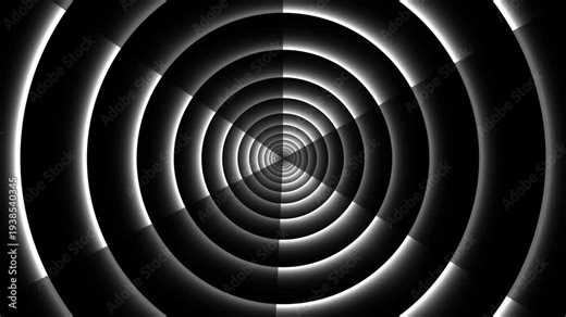 Abstract white and black hypnotic concentric circle tunnel motion graphics vj loop background