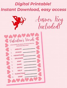 Valentine's Day Word Unscramble Worksheet - Etsy UK