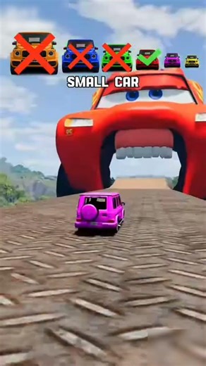 Big & Small Cars vs Roating Disks & Lava & Mcqueen Bite #shorts #car