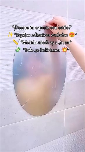 ✨ Espejos adhesivos ovalados 📏 Medida 25 x 40 cm 💸 Solo 40 Bs cada uno 💫 Modernos, elegantes y fáciles de colocar 🪞 Sin taladros, sin esfuerzo 💥 Transforma tu espacio en segundos 🛍️ Ventas al por mayor y menor 📦 Importaciones San Antonio Bolivia #Espejos #Decoracion #NovedadesBolivia #ImportacionesSanAntonio #HogarConEstilo | Importaciones San Antonio Bolivia