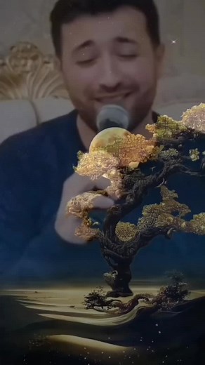 Surreal Dreamlike Landscape with Golden Leaf Tree