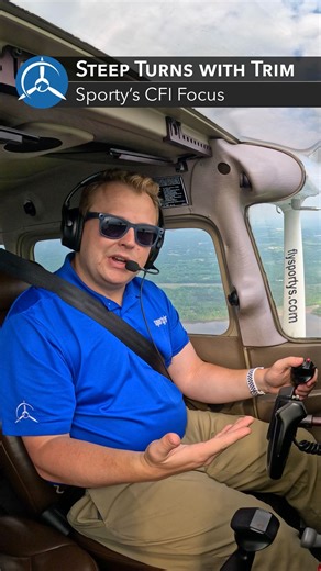 Sporty's Pilot Shop on Instagram: "Mastering steep turns? Try using trim! Using trim helps relieve back pressure on the yoke, making it easier to maintain altitude. Fly smarter, not harder! ✈️ #steepturns #studentpilot #learntofly #cfi #flightinstructor #FlightInstructorFocus #Sportys"
