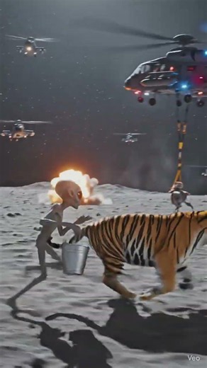 High above the jungle sky, a mysterious alien spacecraft appears and starts #alien#Tiger