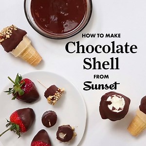 116K views · 100 reactions | With a wondrous ability to instantly freeze into a crisp shell when dipped in anything cold, this coating is also amazingly easy to make! Recipe: sunset.com/chocolateshell | Sunset | Facebook