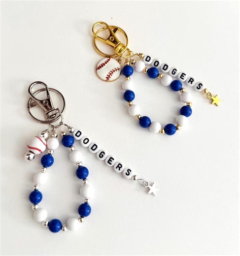 Custom Baseball Dodgers Beaded Keychain, Purse Accessory, Handbag Charm - Etsy Canada