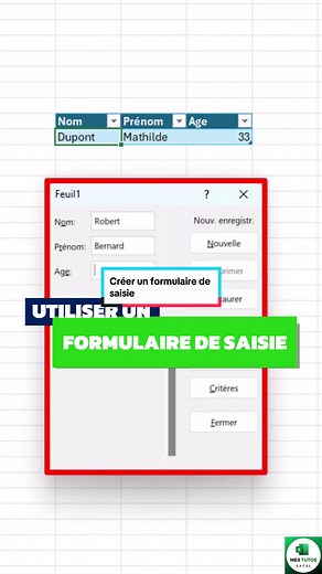 Créer un formulaire de saisie sur Excel, c'est compliqué ? Non ! Et Mes Tutos Excel te montre comment faire ! #excel #exceltips #apprendreexcel #formationexcel