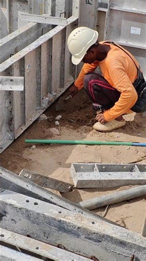 Technical clean sand to install ground beam concrete formwork