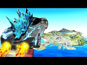 Jumping GODZILLA CARS Across GTA 5! (Impossible)