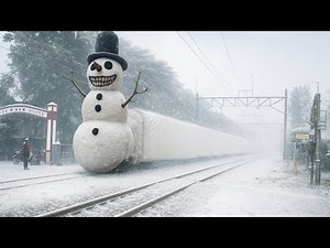 Detik Detik Ditemukan Kereta Api Panjang Boneka Salju Horor VS Kereta Api Hand Brain Eye !!!