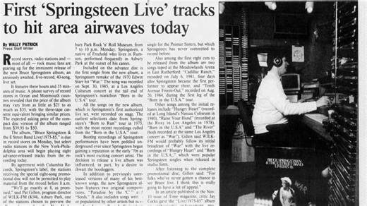 First 'Springsteen Live' tracks to hit airwaves today (1986)