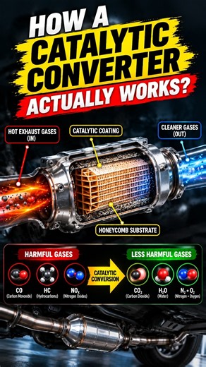 How a Catalytic Converter ACTUALLY Works? 🚗🔥 #shorts #automobile #mechanic
