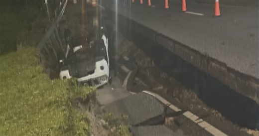 Car flips over in crash after part of US-1 collapses in Brevard County