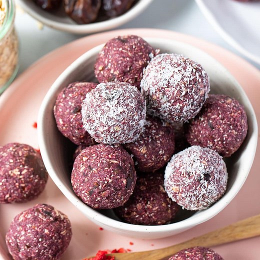 Raspberry Bliss Balls with Dates
