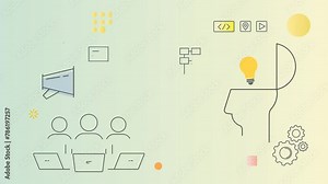 Guiding Team's communication - Foster Creative Thinking - Team Working Process - Animated Illustration as MP4 File