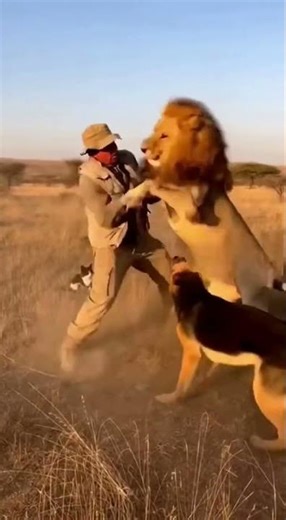 Lion vs Man Intense Struggle 😱🐕 Documentary-Style Realistic Moment | Unreal Wild Encounter #viral