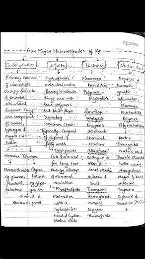 Fpur Major Macromolecule of Life/ Science and Technology Biology UPSC Notes