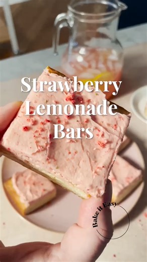 Strawberry Lemonade Bars are ready for their closeup 📸 💅 They're our Bake of the Week, and a perfect example of our Bake It Easy approach: simple ingredient list, no mixer required, and very little time from preheating to devouring! Find the recipe at bakewith.us/StrawbLemonBars | King Arthur Baking Company
