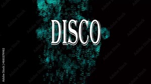Disco Text with motion from top to down on a black background. 4K motion graphic. light disco text animated on a dark background.
