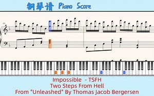 Impossible - TSFH🎹Piano Score钢琴谱 指法🎹Two Steps From Hell🎹From Unleashed By
