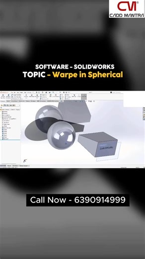 Cadd Mantra on Instagram: "🛠️ SOLIDWORKS Tip | Wrap in Spherical Surface Take your 3D modeling skills to the next level by mastering the Wrap feature on spherical surfaces in SOLIDWORKS. Perfect for logos, text embossing, engravings, and complex curved designs used in real-world products. 💡 Learn smart techniques that save time and improve model accuracy. 📞 Call Now: 6390914999 #SolidWorks #SolidWorksTips #3DModeling #MechanicalDesign #CADDesign"