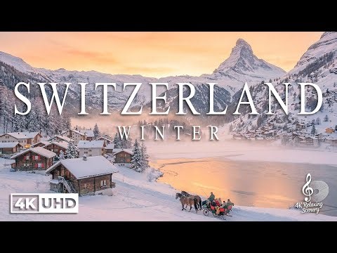 Switzerland Winter 4K - Snowy Alps, Frozen Lakes & Alpine Villages | 4K Ultra HD