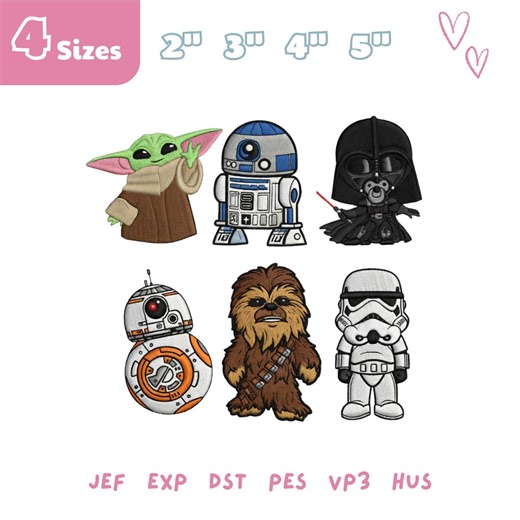 Star Wars Character Embroidery Design Bundle, Star Wars Embroidery File, Trip, Land Trip, Star Wars, Land Vacation - Etsy UK