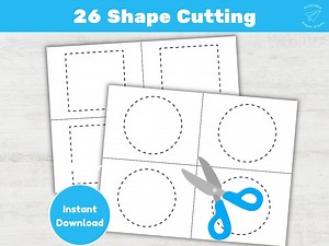 26 Shape Cutting Practice Printable Preschool Scissor Skills Activity Worksheets (PDF) - Etsy
