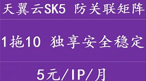 天翼云1拖10最新SK5搭建 限时搭建先到先得