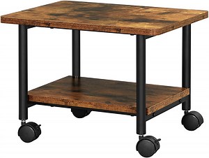 VASAGLE 2 Tier Industrial Desk Printer Stand, Rustic Brown and Black