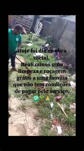 Hoje foi dia de obra social. Realizamos uma roçagem grátis a uma família que não tem condições de pagar pelo serviço. Um simples gesto pode transformar a vida de alguém. #foryou #açaosocial #jardinagem