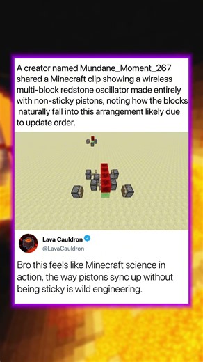 Minecraft science in action with clever pistons...