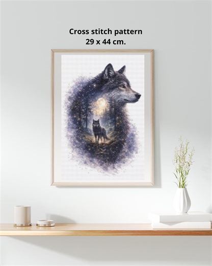 Wolf Cross Stitch Pattern PDF, Mystical Wolf Embroidery Chart, Forest Spirit Animal Cross Stitch, Instant Download Pattern - Etsy