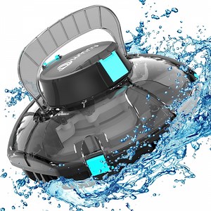 WINNY HJ1102P Cordless Robotic Pool Vacuum Cleaner, Effortless Cleaning for Flat Bottom Above Ground Pools