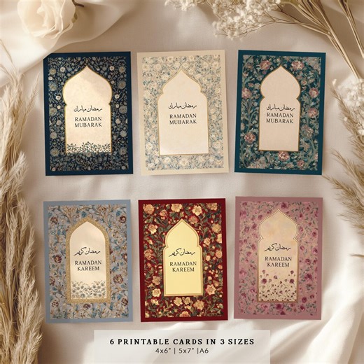 Set of 6 Ramadan Floral Cards - Digital Download, Ramadan Gifts, Printable Islamic Decorations, A6, 5x7, 4x6 Muslim Greeting Cards - Etsy