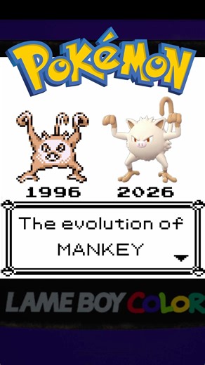 The evolution of Mankey in Pokemon 1996-2026 #evolution #pokemon #shorts