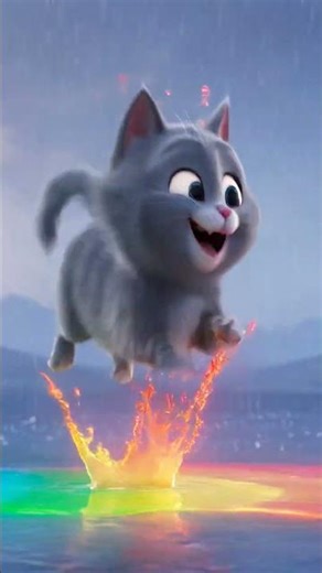 Rainbow Splash Kitty 🌈🐱 #cat #funny #kushitvcartoons #cartoon #cute