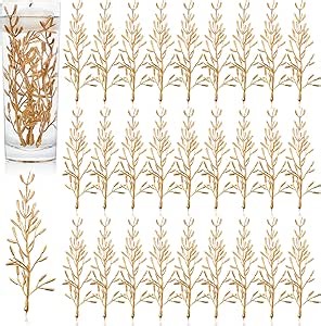 80 Pieces Faux Flowers for Centerpiece Vase, Filling in Floating Candles Mini Flower Filler for Wedding Dinning Table Party Home Bar Restaurant Decoration, 6 Inch (Gold)