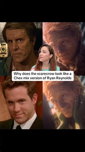 Why does the scarecrow look like a Chex mix version of Ryan Reynolds