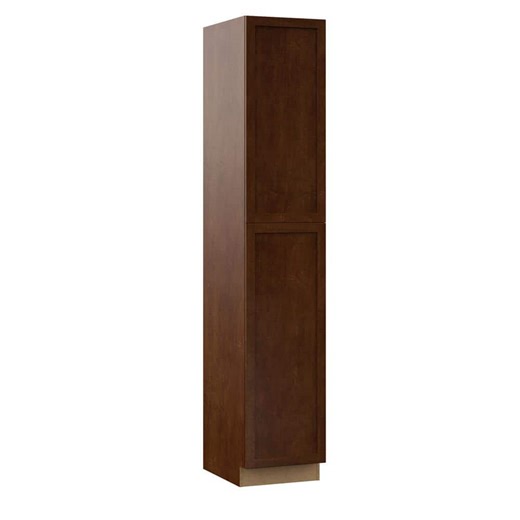 Check The Home Depot's Q&A Before Buying: Hampton Bay Designer Series Soleste 18 in. W x 24 in. D x 96 in. H Assembled Shaker Tall Pantry Kitchen Cabinet in Spice