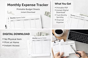 Suivi des dépenses mensuelles imprimable | Planificateur budgétaire simple | Téléchargement PDF - Etsy France