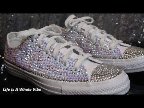 DIY RHINESTONE BLING CONVERSE- WEDDING SHOES- HOW TO CUSTOMIZE YOUR SHOES WITH RHINESTONES