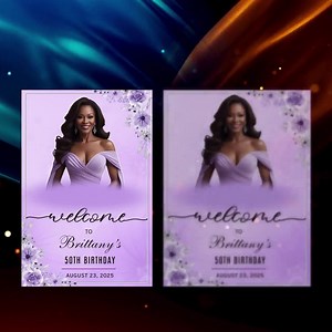 Editable Welcome Party Sign Purple Floral Birthday Dinner Sign Retirement Party Sign Board Printable Poster Sign With Photo Digital Template - Etsy