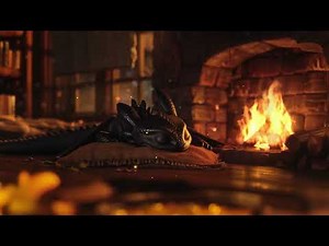 Relax with a Purring Dragon Pup | Crackling Fireplace l Fall Asleep in Cozy Ambience