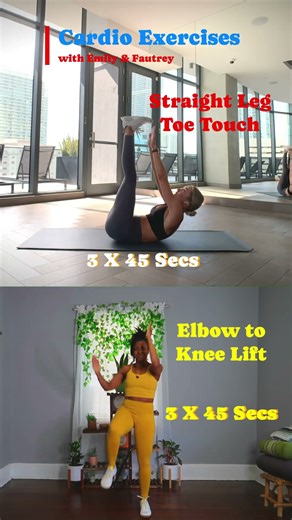 Straight Leg Toe Touch/Elbow to Knee Lift #morningcardio #cardioworkout #america #cardiotraining