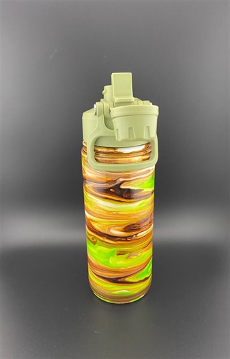 Handmade Alcohol Ink Swirl Water Bottle, Green Brown, 20oz - Etsy