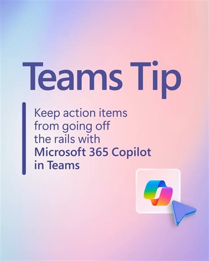  Buried in chat chaos? Microsoft 365 Copilot in Teams finds the action items and builds your game plan so you can skip the scroll and get stuff done. Try it today! | Microsoft CEE | Facebook