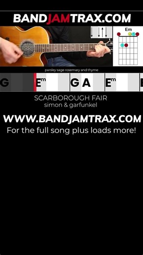 Scarborough Fair by Simon & Garfunkel | BANDJAMTRAX EASY GUITAR | Common Chords