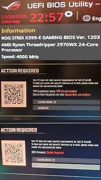 ROG STRIX X399-E GAMING TPM 2.0 Not Enabled Secure Boot Not Enabled BIOS Firmware: Update Required