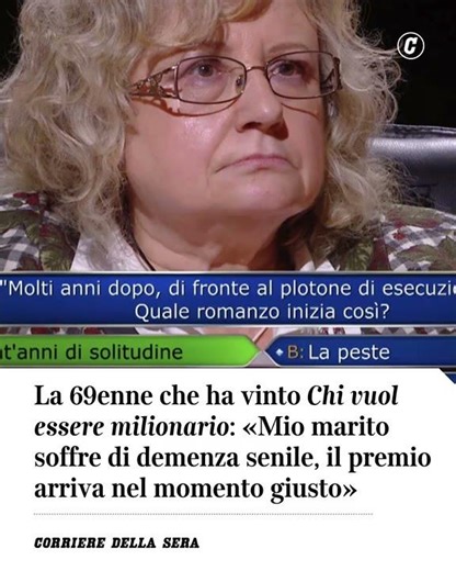 La 69enne che ha vinto Chi vuol essere milionario: «Mio marito soffre di demenza senile» #shorts