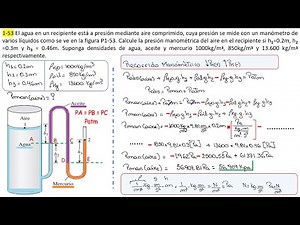 Manómetro Doble U 1-53. Recorrido Manométrico. Calculo de Presión Manométrica. Termodinamica Cengel